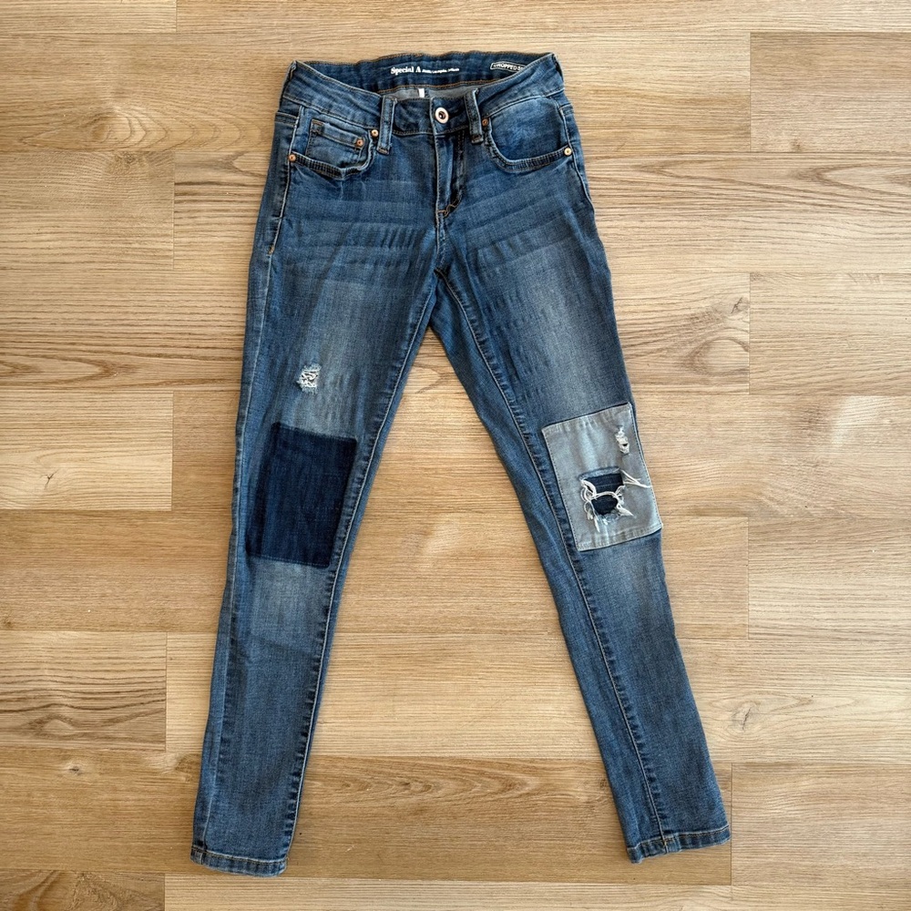 Special A Cropped Skinny Patchwork Jeans